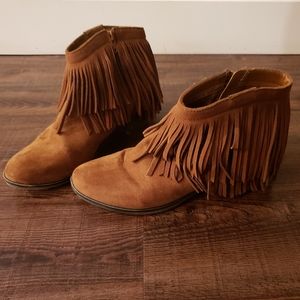 Brown Fringe Ankle Boots